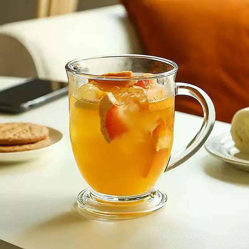 Floral Bow Large Capacity Glass Cup with Handle