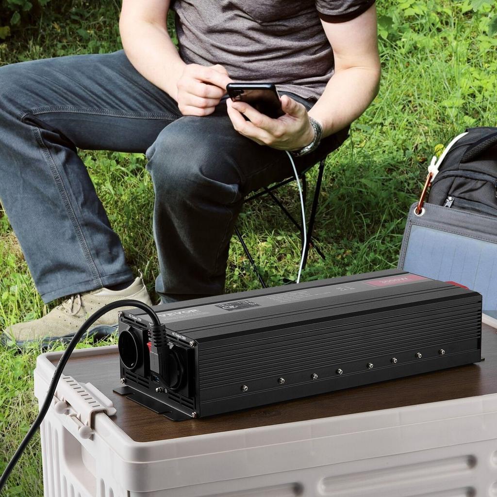 Modified Sine Wave Power Inverter 3000W DC12V To AC230V LCD Display CE FCC