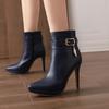 Dame Ankelstøvletter Stiletthæler Vinter Hælede Sko Konsise Lær Spiss Tå Dame Støvler Mujer US Størrelse 4.5-15