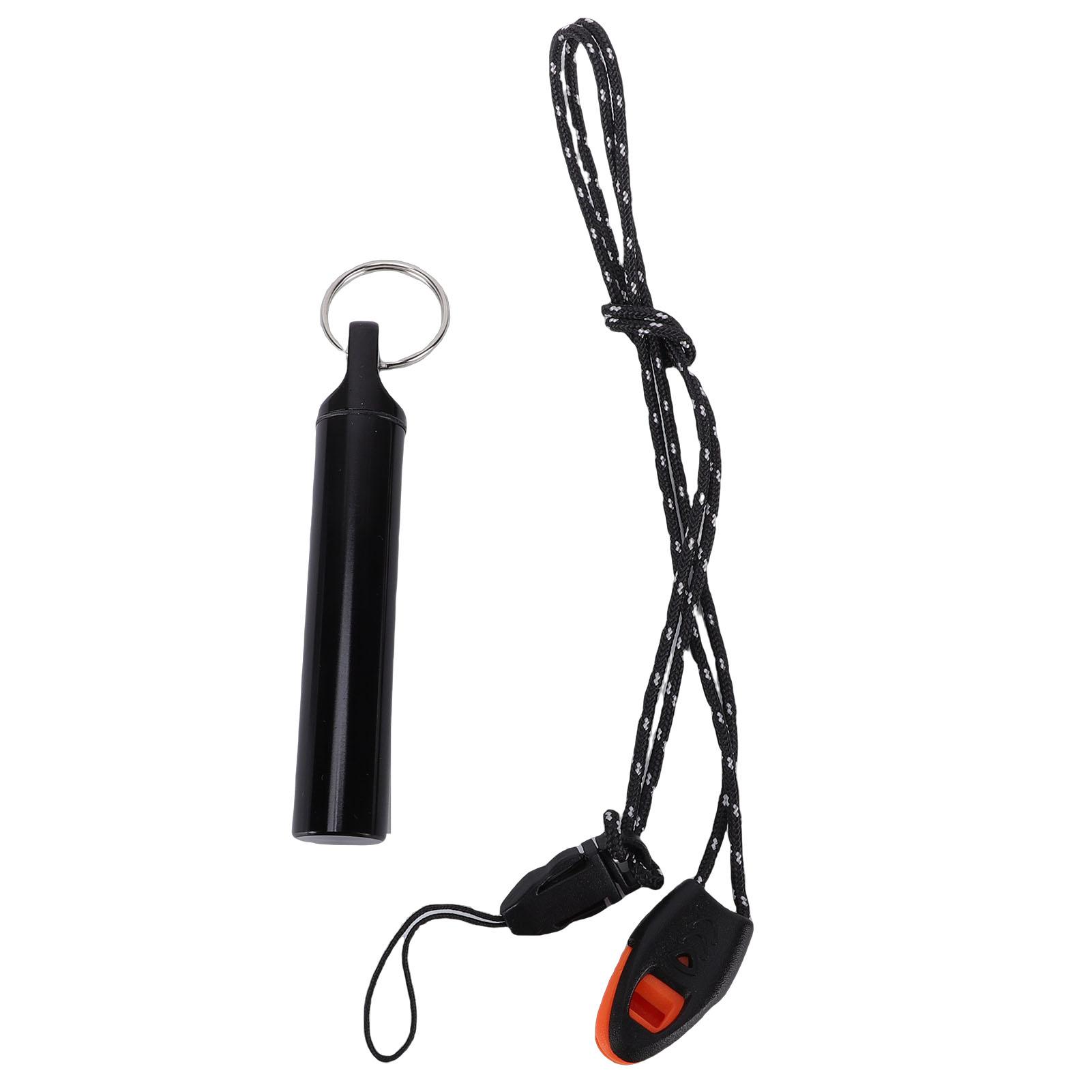 Tomtop Jms Black Metal Storage Tube Water Proof Aluminum Alloy Airtight Container With Whistle Cord For Travel Camping Exploration