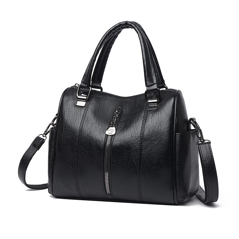 

Women s Tote Bag Vintage Top Handle Bag Solid PU Leather Fashi Shoulder Satchel Large Capacity Crossbody Bags Commuter Handbag чёрный