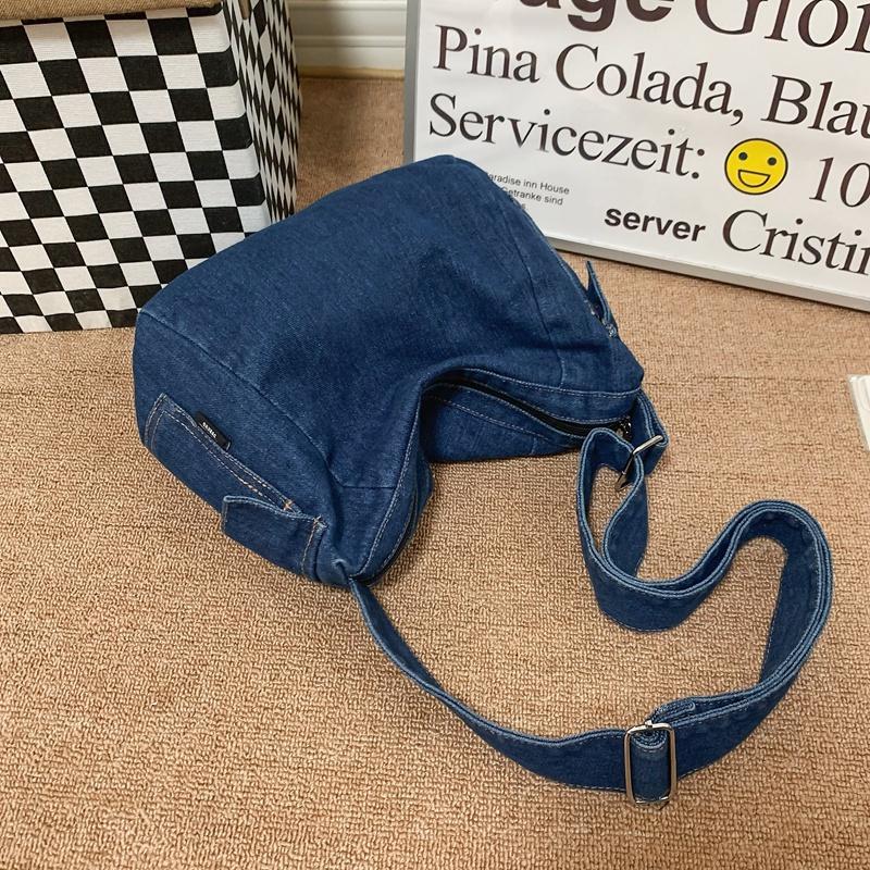 Denimveske Ensfarget Dame Skulderveske Crossbody-veske