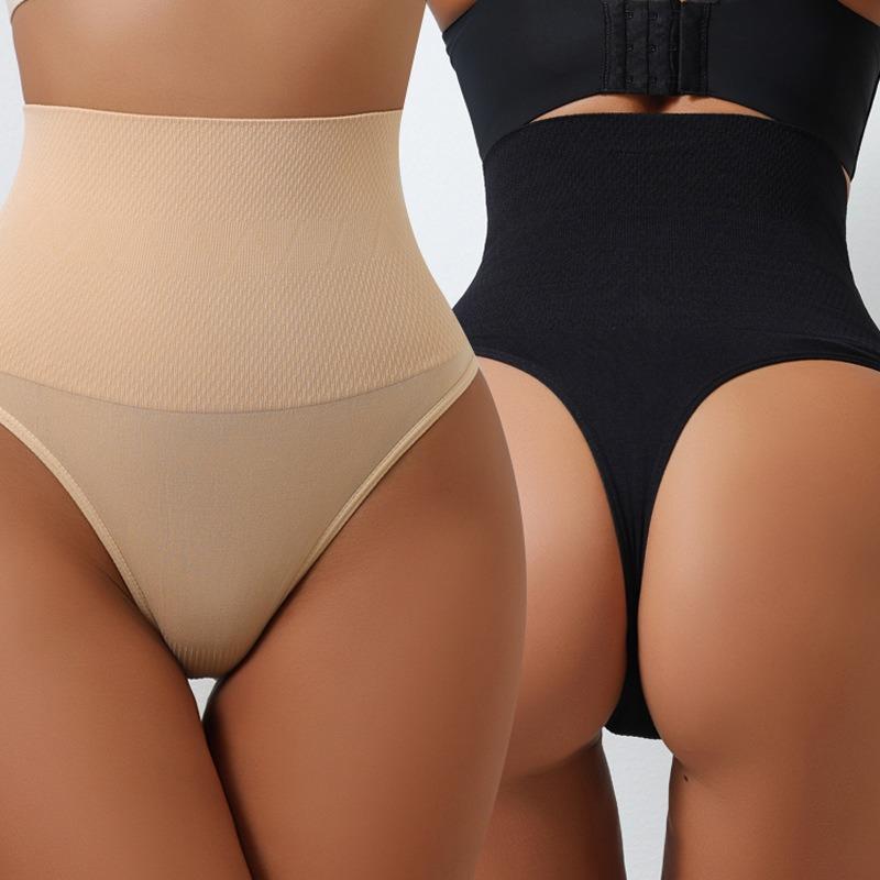 High Waist Wave Texture Seamless Knit Tummy Control Hip Lifting Slim Women Shape Briefs