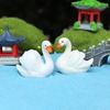Figurine Cygne Miniature Mini Cygne Blanc Statue Résine Ornement Animal Réaliste Maison de Poupée Jardin de Fées Micro Paysage Décoration