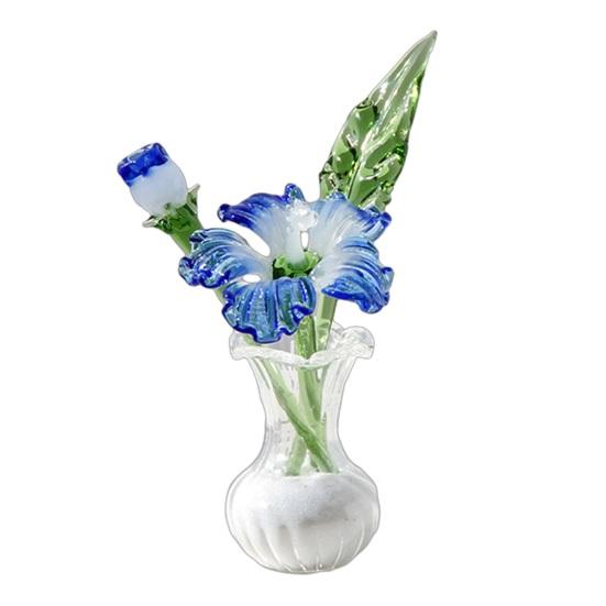 Mini Artificial Glass Flowers Hand-Blown Stained Glass Flowers Miniature Flower