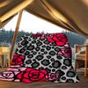 1pc Leopard Roses Pattern Outdoor Flannel Blanket , Machine Washable Perfect Gift for Birthday , Holiday Travel Accessory , Durable Material
