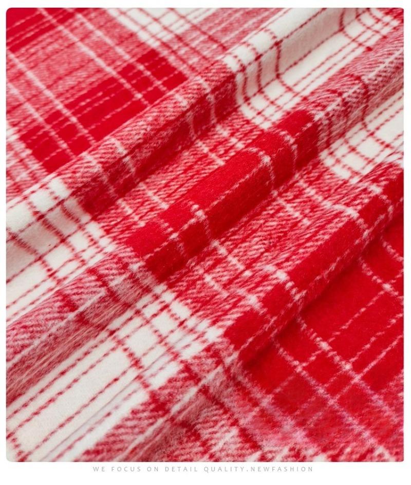 Thickened Matte Checkered Fabric Vintage Soft for Handmade Diy Sewing Clothing Skirts Winter Coat Jackets Pants Material