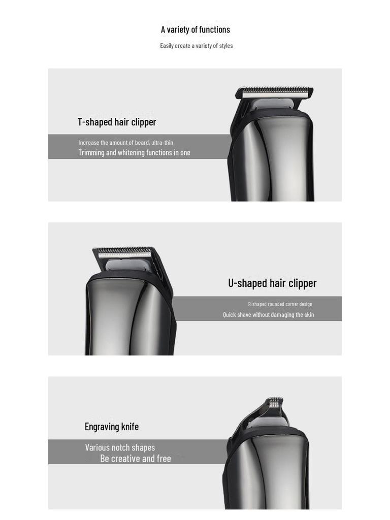 Men's 6-in-1 Electric Grooming Kit: Hair Clippers & Bald Trimmer Set