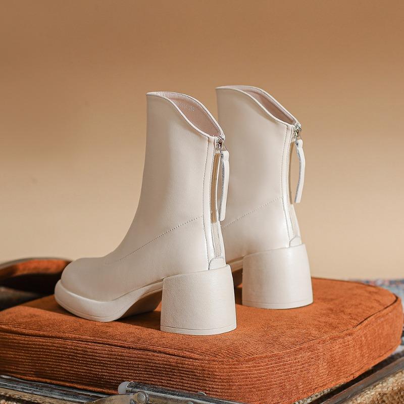 Female High Heeled Boots Autumn and Winter New Short Boots Women's Thick Heel Round Head Platform Boots Woman