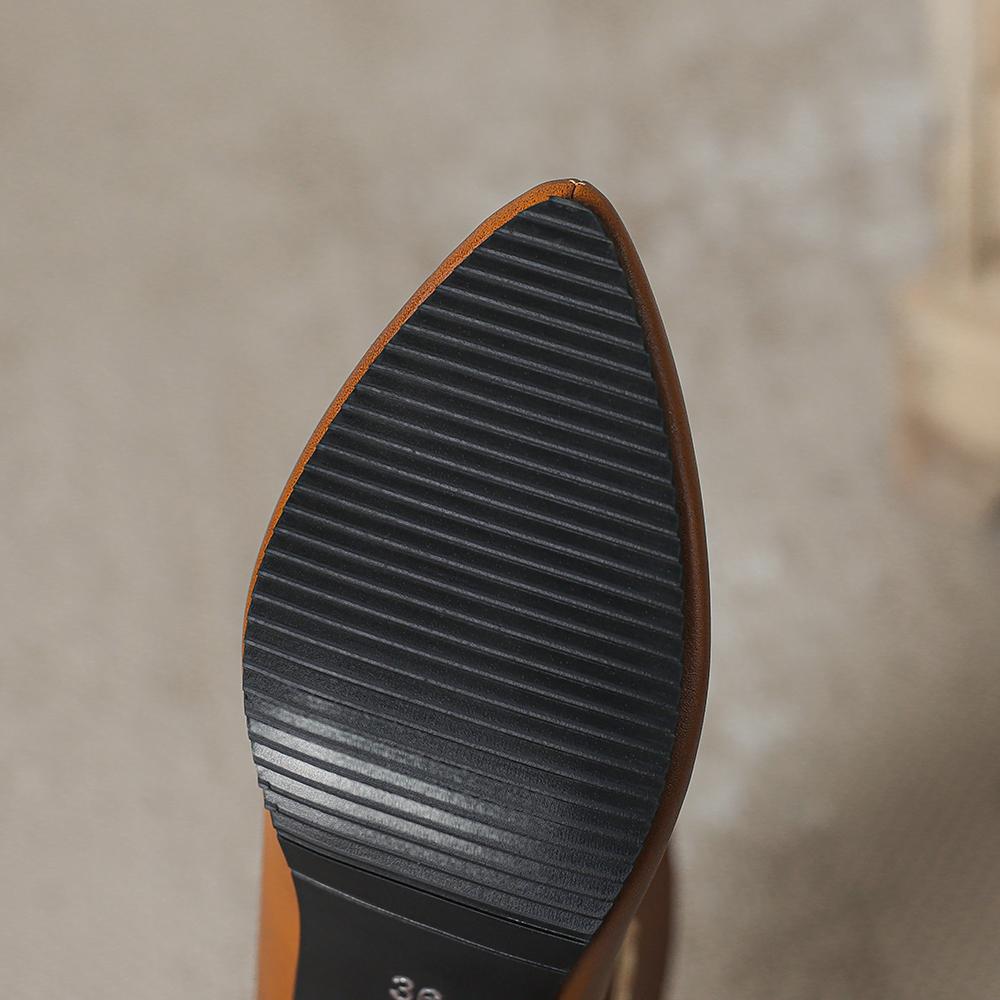 Spring Brown Black Women Ankle Boots Pointed Toe High Heel Small Big Size 32 45