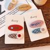 2pcs Set Embroidery Design BB Hair Clips Plaid Pattern Girls Fringe Clips Bangs Clip  for Baby Girl