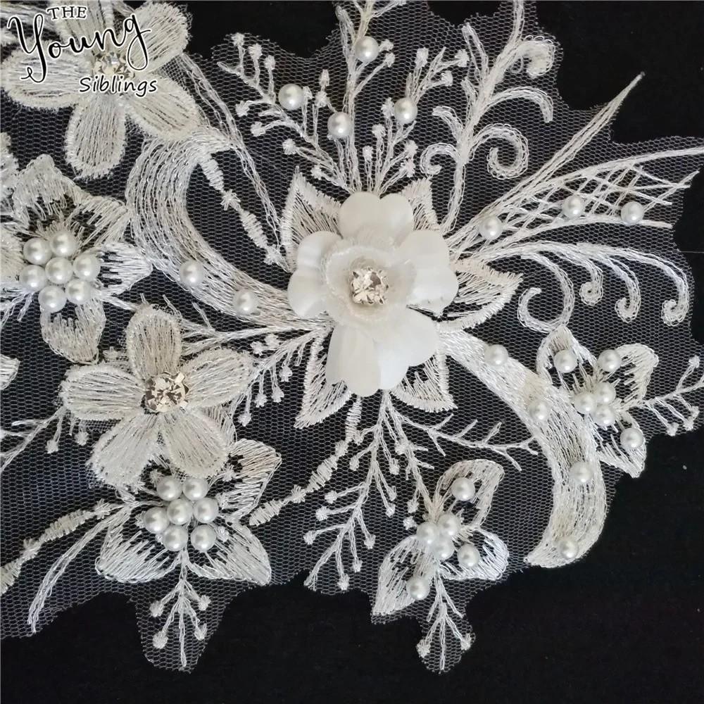 Openwork Wedding Dress Patch Three-Dimensional DIY craft Embroidery Patch Sewing On Patch Lace Fabric Applique