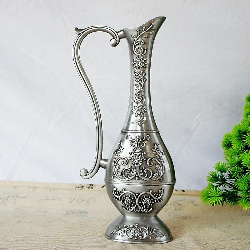 European Vintage Home Decoration Metal Vase Retro Art Craft Wedding Decor Tabletop Ornaments Flower Vases Antique Classic