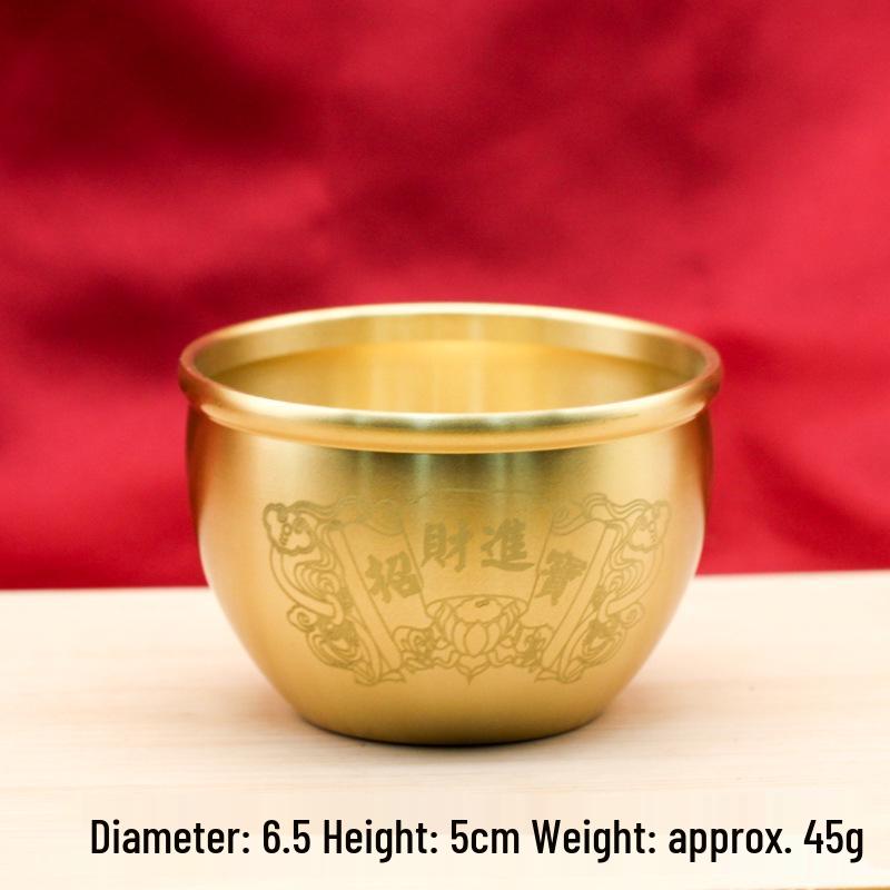 Brass Laser-Engraved Zhaocai Jinbao Cylinder Home Decoration Gift
