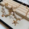 Bohemian Starfish Beaded Necklace Shell Pearl Shell Beaded Chain Bracelet  Girls Couple