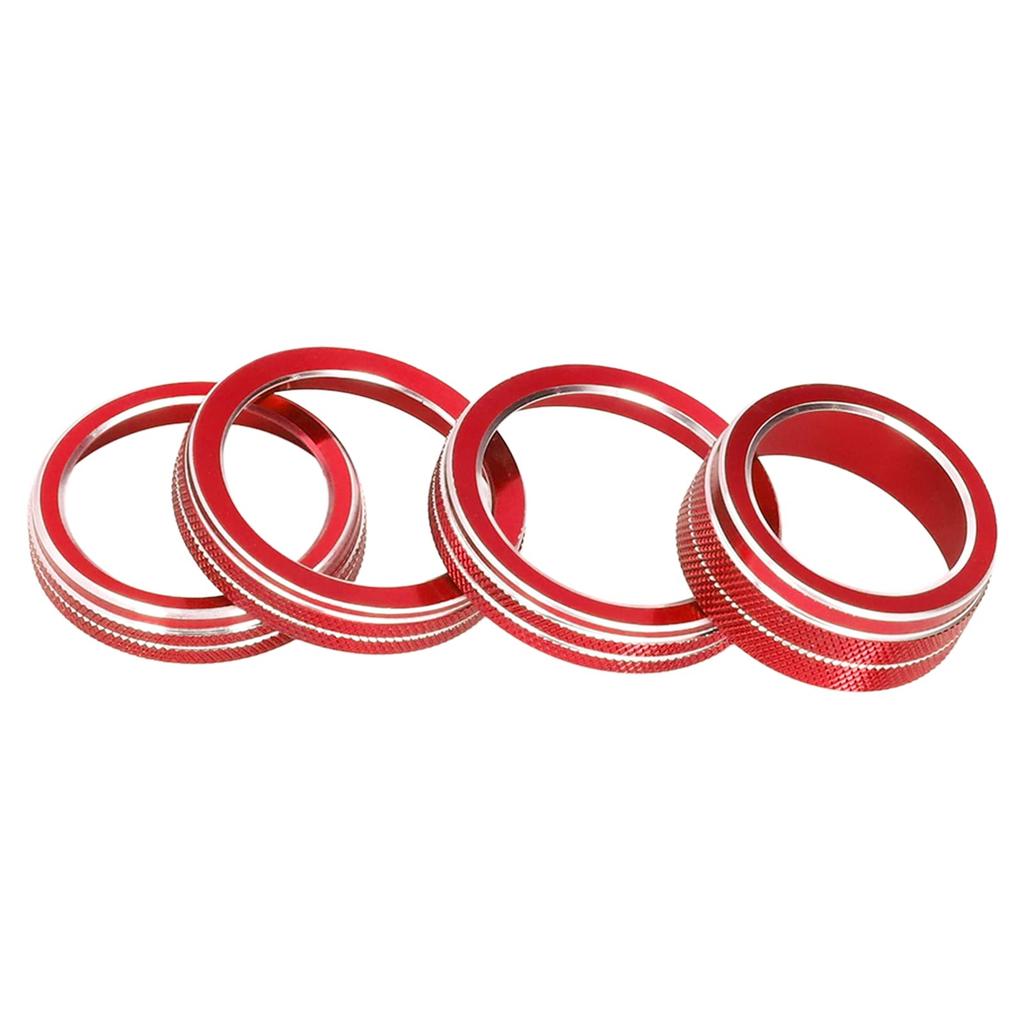 Headlight Switch Knob Ring Front Light Switch Knob Ring Abrasion Resistant Aluminum Material Replaces 2018-2021 Jeep Wrangler JL Parts (Red)