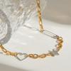 Gold Plated Stainless Steel Necklace Five-pointed Star and Love Heart Designed Neck Chain for Women Daily Jewelry Gift