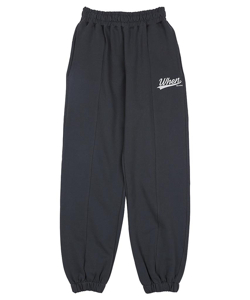 WHEN YOU MOVE Cracked Tail Logo Sweatpants Charcoal