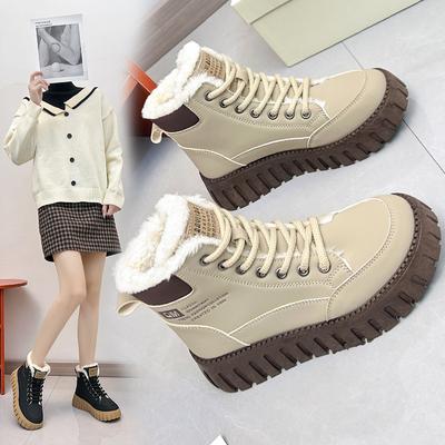Women's New High-top Shoes, Plus Velvet, Warm and Versatile, Large Cotton Shoes, Platform Casual Shoes