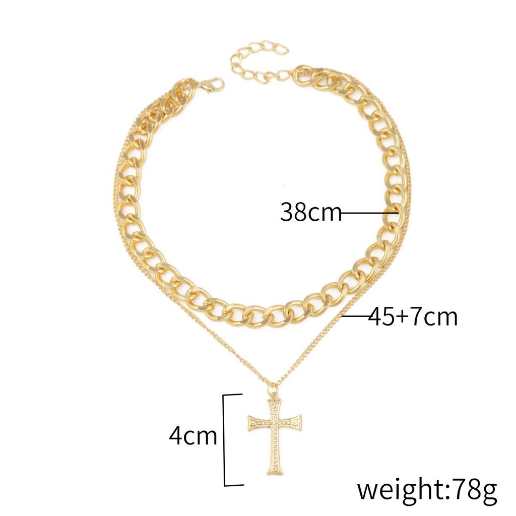 Hip Hop Chain Double Layered Stacking Necklace Light Luxury Niche Design Cold Wind Net Red Hundred Matching Sweater Chain Collarbone Chain Female