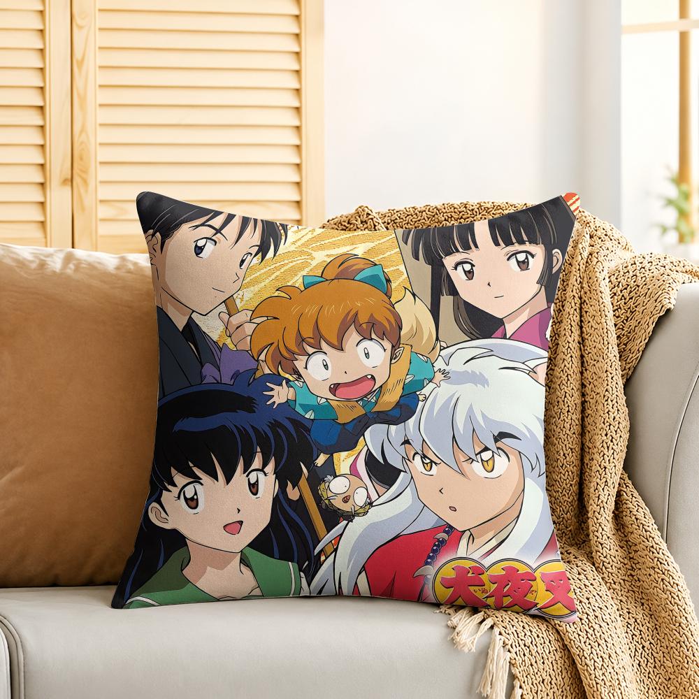 IInuyasha COOL Cartoon Cushion Cover Silky Short Plush Invisible Zipper Dustproof Sofa Pillow Case For Home Decor