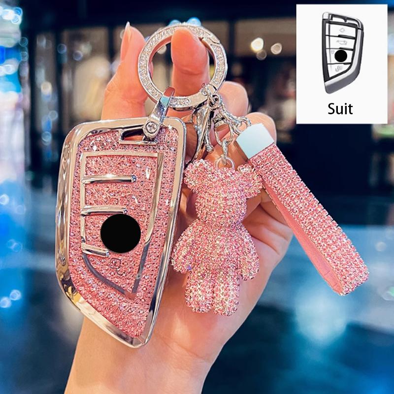 Diamond Pink Style Fob For Bmw 1 3 5 7 Series X1 X3 X5 X7 F10 F15 F16 F20 F21 F30 F31 F32 F34 G01 G02 G20 M3 Car Key Case Cover