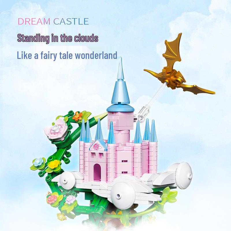ZheGao Sprout Bear Building Blocks Girl's Castle Music Box Gift
