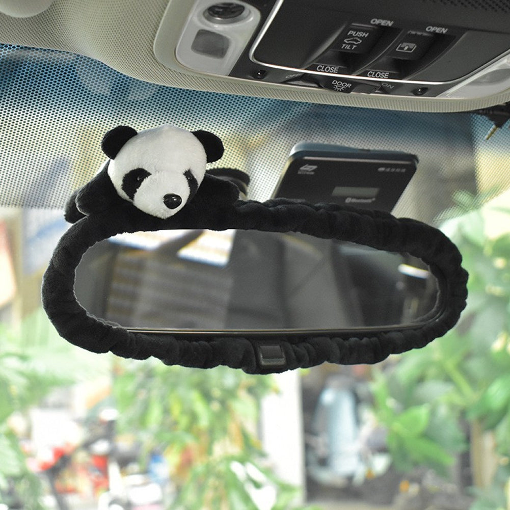 Cute Car Rearview Mirror Cover Cartoon Plush Rabbit Heart Auto Rear View Mirror Decoration Rear View Mirror Case Accessories