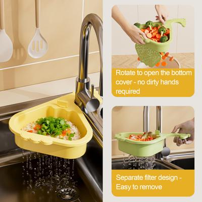 Yousheng Sink Strainer Basket Triangular Design Easy To Install Automatic Dumping Sink Strainer Basket Faucet Sponge Storage Rack