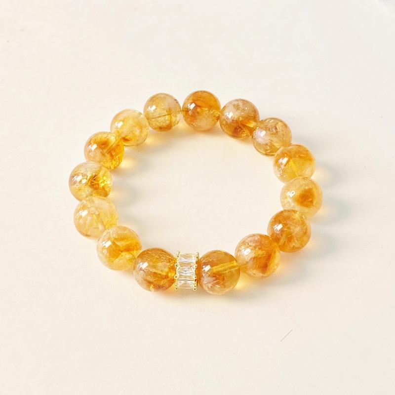 Natural Yellow Topaz Bracelet, Glittering Ice-flake Bracelet, Symbiotic Lucky Charm Bracelet