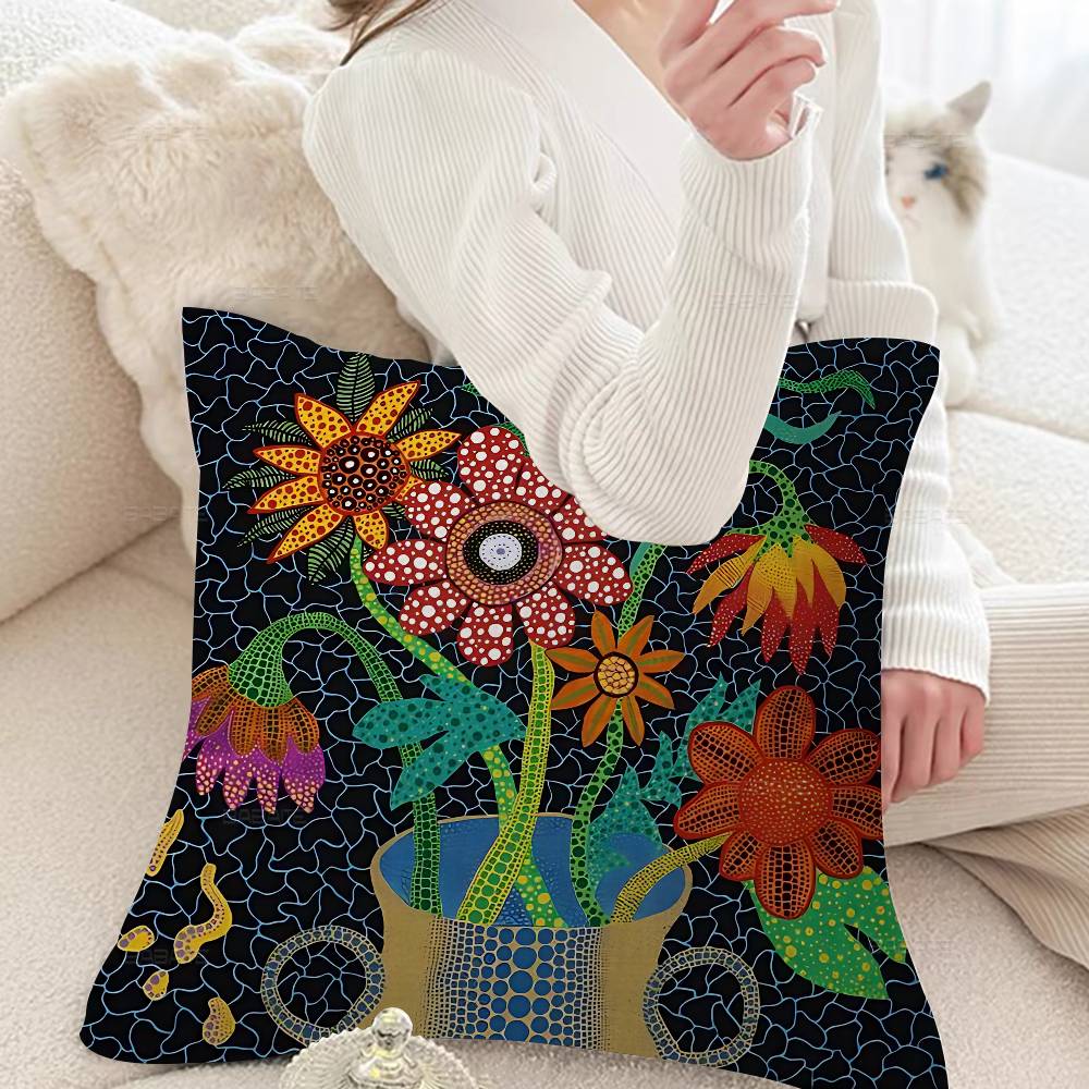 Yellow Dots Yayoi Kusama Lucky Dragon pillow cover sofa cushion cover home room decoration children gift