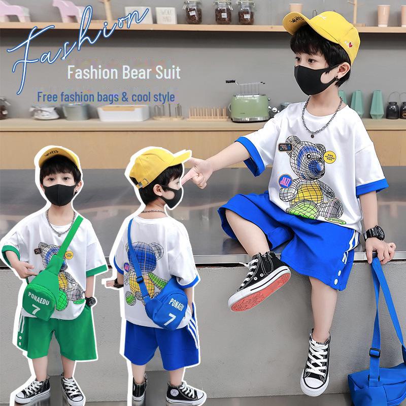Boys' Summer Cartoon Short-Sleeve Fashion Set 2025 - Trendy Small & Medium Sizes