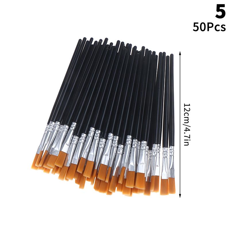 50Pcs Painting Brushes Set Art Round Flat Hair Nylon Hair Paint Brush For Oil Acrylic Watercolor Kids/Artists/Beginners/Student