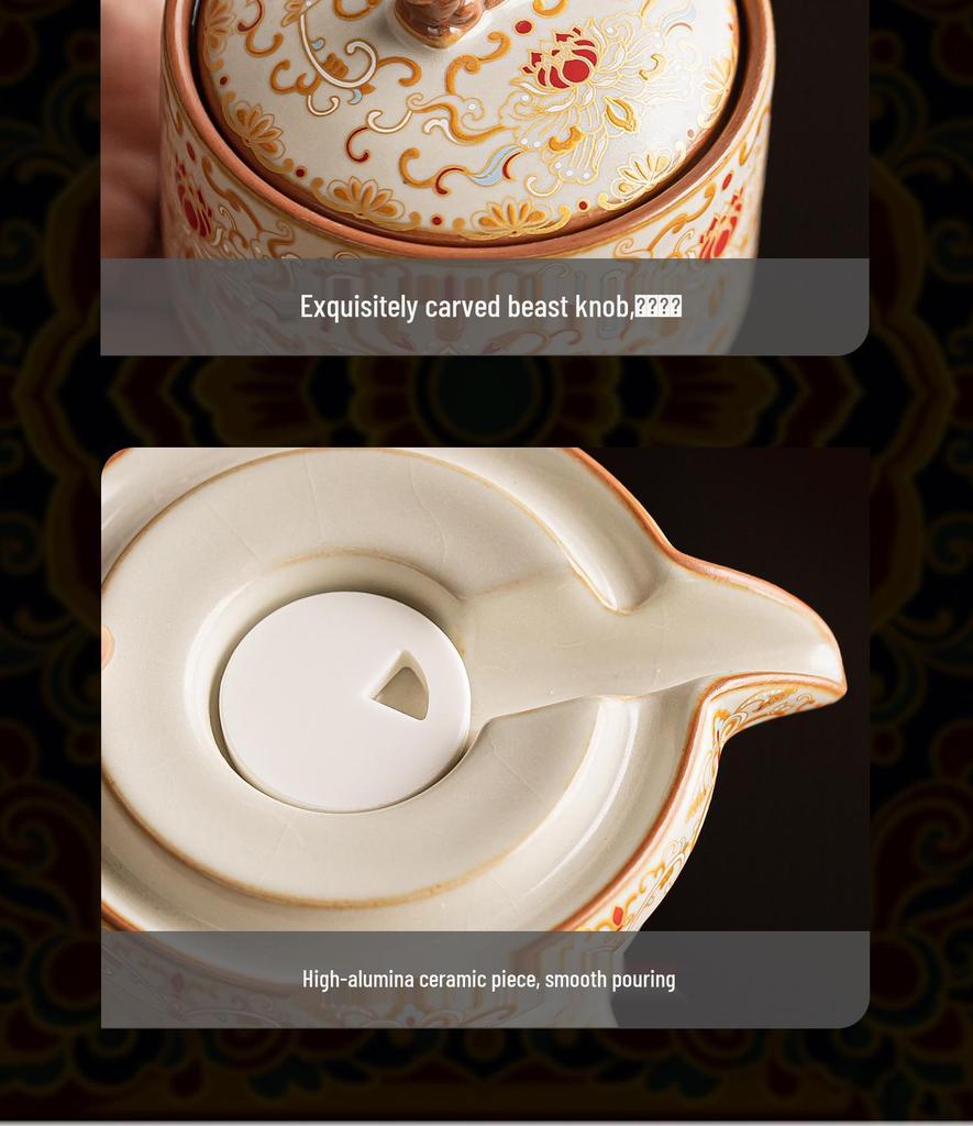Dunhuang Automatic Tea Set: High-Grade Ru Kiln Brewing Artifact - Ideal Gift for Leaders, Elders, and Business Occasions