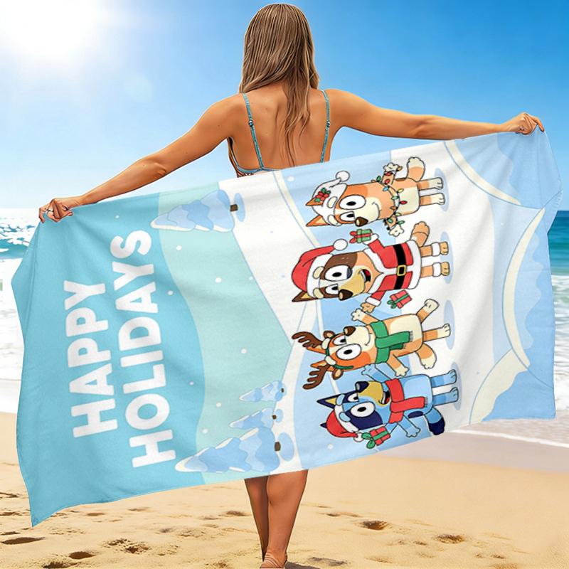 1Pc Happy Holiday Friends Beach Towel, Quick Dry, Multi-Use for Beach Pool Gym Yoga Home Travel, Christmas, Halloween, Xmas Gift S83