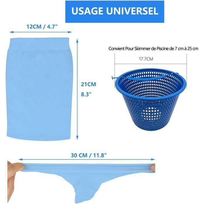 Lot de 30 chaussettes skimmer piscine pour panier (≤25 cm) – maille nylon fine réutilisable, bleu