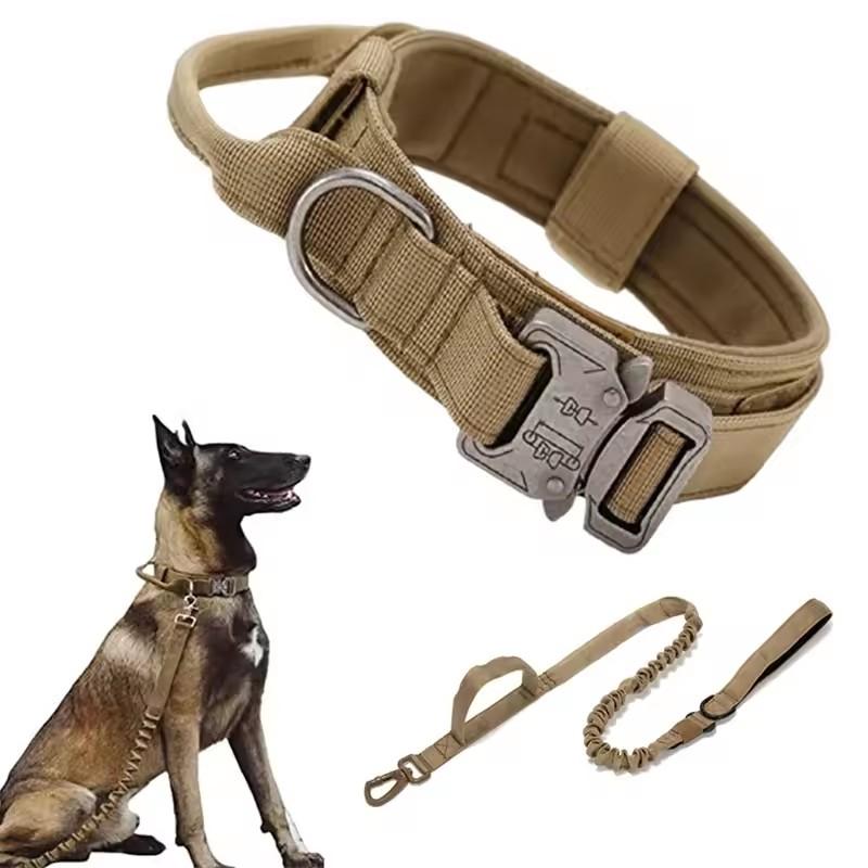 Heavy-Duty Military Tactical Dog Collar & Leash Set: Adjustable & Durable For All Sized Dogs