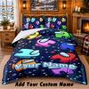 Among Us Custom Name 3Pcs Bedding Set 1 Bed Sheet 2 Pillowcases Bedroom Home Decor