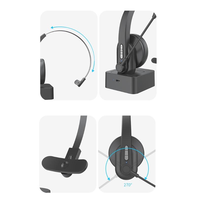300mAh Earphone Battery Capacity Call Center Headset Hands-free Headphone for Smart Noise Cancelling Bluetooth-compatibl