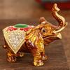 Mini Jewelry Storage Box Inlaid Gem Organizer Enameled Elephant Alloy Earrings Ring Holder Storage Jar Unique Festival Gift