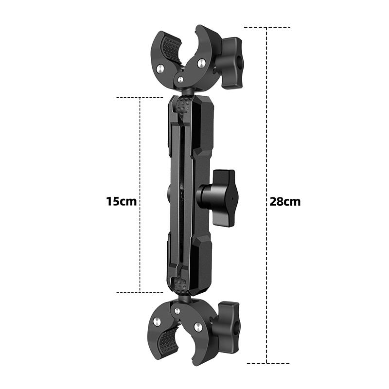 Motorcycle Bike Double Clamp Bracket for Insta360 One X2 X3 GoPro 12 11 10 SJCAM Selfie Stick Monopod Clip Mount Handlebar Stand