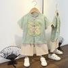 Children's Hanfu Tang suit summer short-sleeved suit boys and girls Chinese style dress handsome cotton and linen thin children's two-piece suit