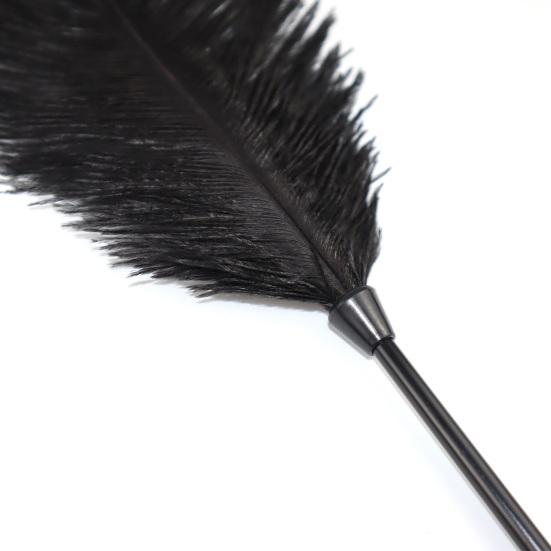 BDSM Feather Teaser Wand with Black Feathers Soft Sensual Tickler for Couples' Foreplay & Roleplay Lightweight Discreet Adult Toy for Intimate Play &