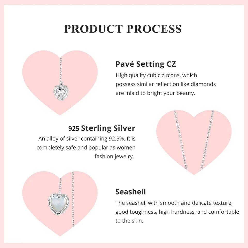 Bamoer 925 Sterling Silver Love Pendant Y Shape Necklace Double Heart Neck Chain for Women Valentine's Day Fine Jewelry Gift