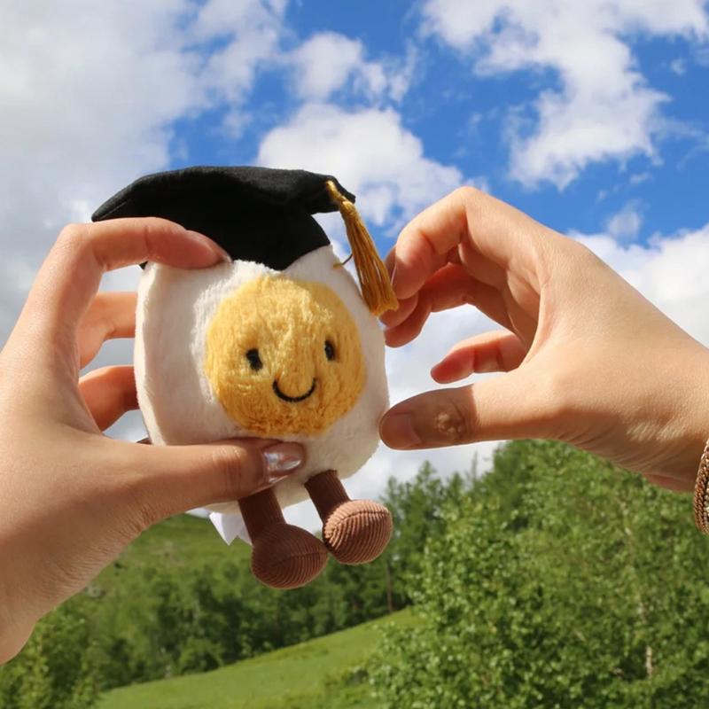 Funny Boiled Egg Graduation Stuffed Toy Cute Food Plush Accessories Fun Graduations Gift