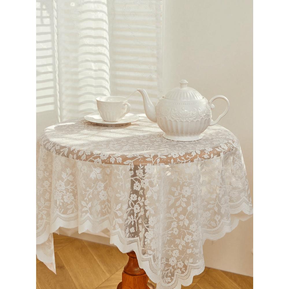 

1 шт. Скатерть из цветочного кружева, деревенская прозрачная, моющаяся, с кружевной отделкой, скатерть для кофейного столика для пикника, кемпинга, вечеринки по случаю дня рождения, домашний кухонный декор 60*60cm бежевый