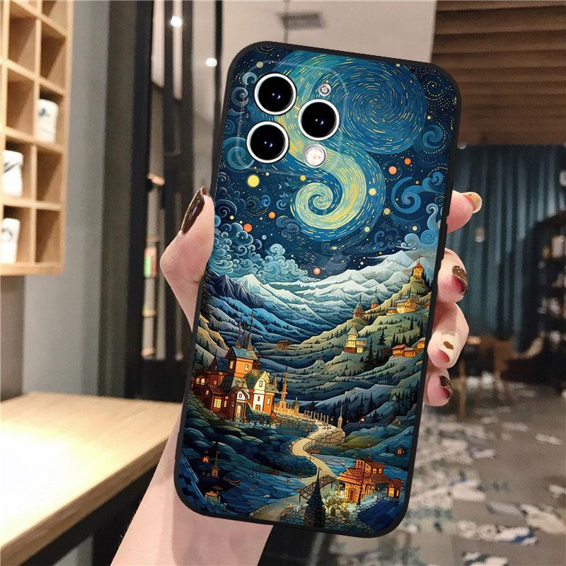 Beautifull Landscape Moon Wave Art Phone Case For Iphone 15 14 Pro Max 13 12 11 Pro Max XSMax XR 12 13 Mini 14 Plus