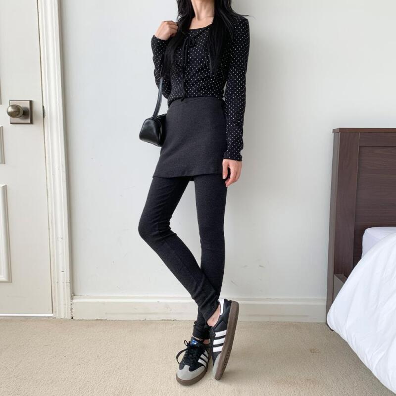 Women s Spandex Cotton Mini Skirt Layered Style Melange