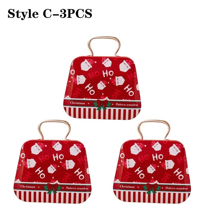 1-10PCS Tinplate Christmas Gift Box Handbag Shape Mini Candy Container Festive Party Favor Box Holiday Home Office Decoration