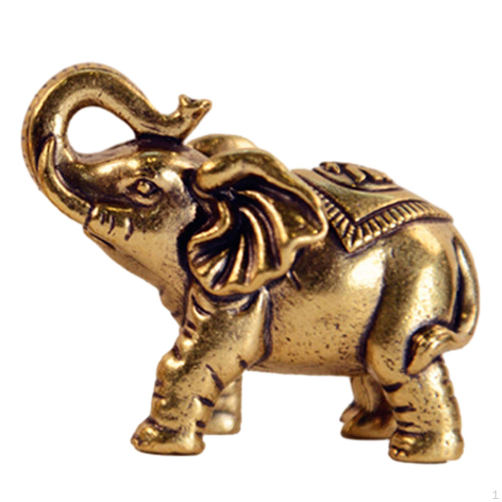 

Brass Elephant Figurine Trunk Statue for Home and Office Decor Gifts Lucky